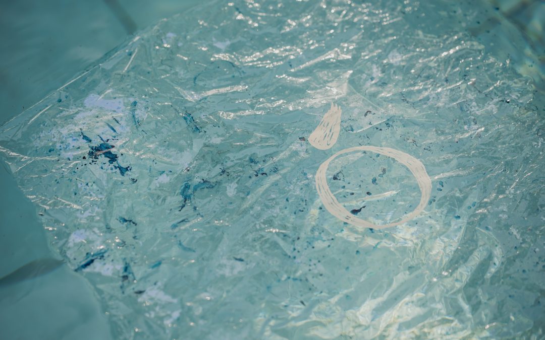 Artwork submerged in the pool at Anfitrión Marbella during the Light and Sea art residency